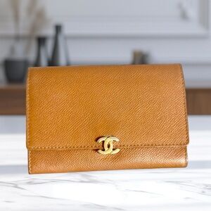 Chanel Compact Leather wallet with CC logo lock